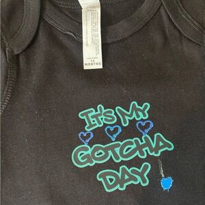 Rabbit Skins Black Gotcha Day Baby Onesie